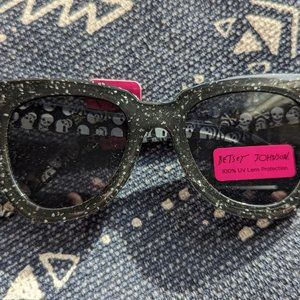 Betsey Johnson black glittery sunglasses NWT